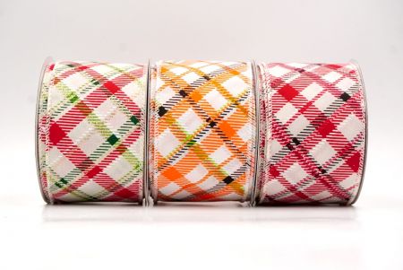 Diagonal Crisscross Plaid Wired Ribbon - Diagonal Crisscross Plaid Wired Ribbon